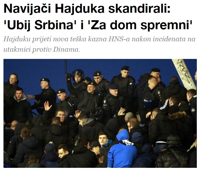 Na derbiju između Hajduka i Dinama, decembra 2016. Ništa novo u zemlji Hrvatskoj.
